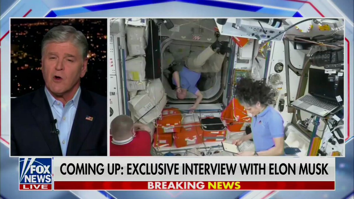 Hannity is turning his show tonight into a 60-minute verbal fellatio of Elon Musk
