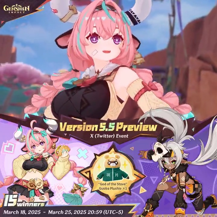 ✨Version 5.5 Preview✨ 🎁Participate in the event for a chance to win official merchandise. How to Participate: ① Follow Genshin Impact ② Retweet this post And you can instantly check the event results via this link: #GenshinImpact