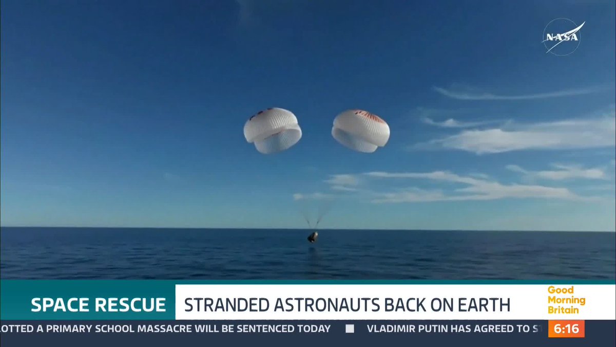Two NASA astronauts, who were only supposed to stay in space for eight days, have finally been rescued and returned to Earth, after being stuck on the International Space Station since June last year. Ciara ITV has the latest.