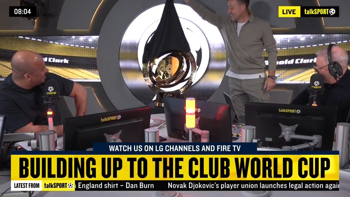 "That's the closest you've been to a trophy Gabby!" Chelsea legend John Terry unveils the FIFA Club World Cup 2025 trophy in talkSPORT studio.