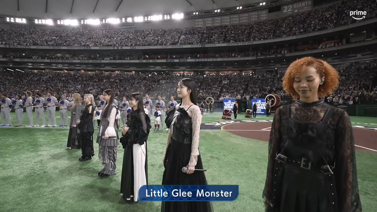 ⚾ MLB東京シリーズ ⚾ カブス vs ドジャース 日米国家斉唱を行うのは 「Little Glee Monster」さん㊗️ 素晴らしい歌声で このシリーズに華を添えてくれました🎉 プライムビデオならいつでも観られる ▼ライブ配信中 #プライムビデオでMLB #リトグリ