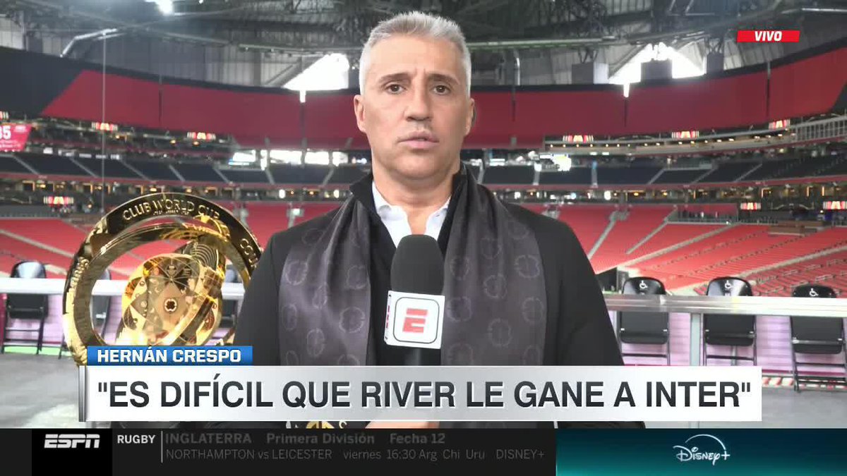 "ES DIFÍCIL QUE RIVER LE GANE A INTER. PERO OJO CON RIVER, TODO PUEDE PASAR" 🗣️ En #ESPN, Hernán Crespo palpitó el gran duelo que habrá en el Mundial de Clubes 📺 #DisneyPlus