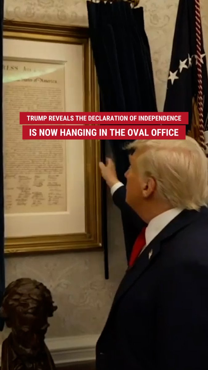 "Think Joe Biden would do this? I don't think so." President Trump proudly unveils the Declaration of Independence in the Oval Office in a breathtaking moment with Laura Ingraham. Watch part two of Trump's interview on 'The Ingraham Angle' tonight at 7p ET, only on FOX News.