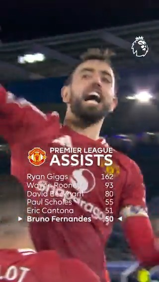Bruno Fernandes joins an exclusive list of Manchester United legends to reach 5️⃣0️⃣ Premier League assists 👏