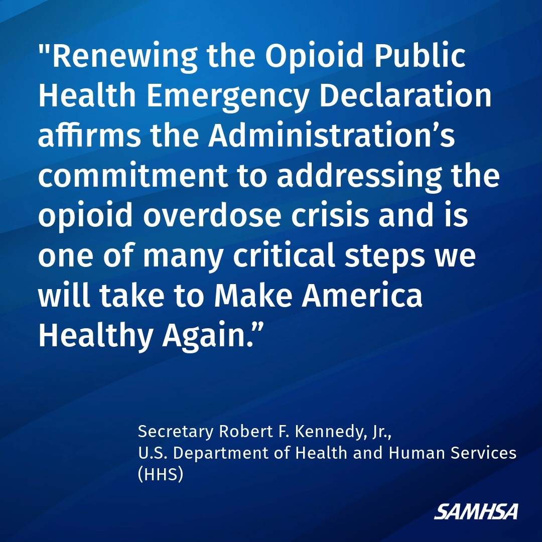 .@HHSgov Secretary Kennedy extended the public health emergency for the national opioid crisis, ensuring critical support continues as we strive towards Making America Healthy Again. Read more: #MakeAmericaHealthyAgain