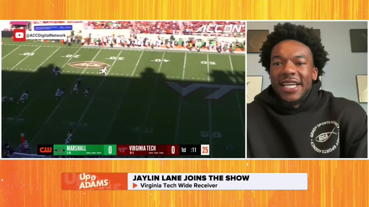 Jaylin Lane credits his mom for his fearlessness on his 58-yard punt return vs. Marshall, but he doesn’t even remember the play after blacking out. 😅 Kay Adams | Virginia Tech Football | Jaylin Lane