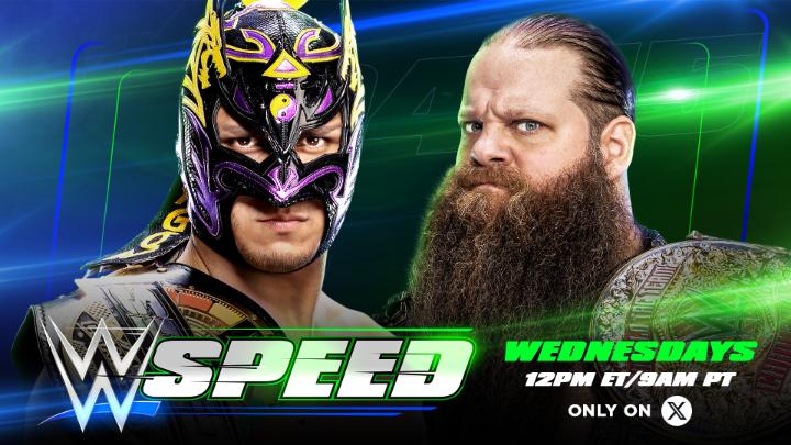TODAY on #WWESpeed! Dragon Lee ドラゴンリー goes head-to-head against Ivar! Will Dragon Lee ドラゴンリー retain or will Ivar be the new WWE Speed Champion? 🏆