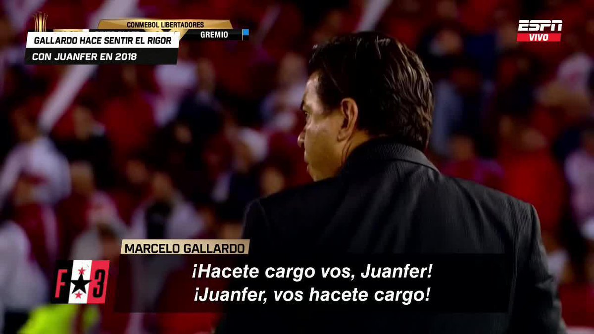 "HACETE CARGO" Un enérgico Marcelo Gallardo que hace sentir el rigor desde el banco de los suplentes. 📺 No te pierdas #ESPNFútbol3 en vivo por #DisneyPlus