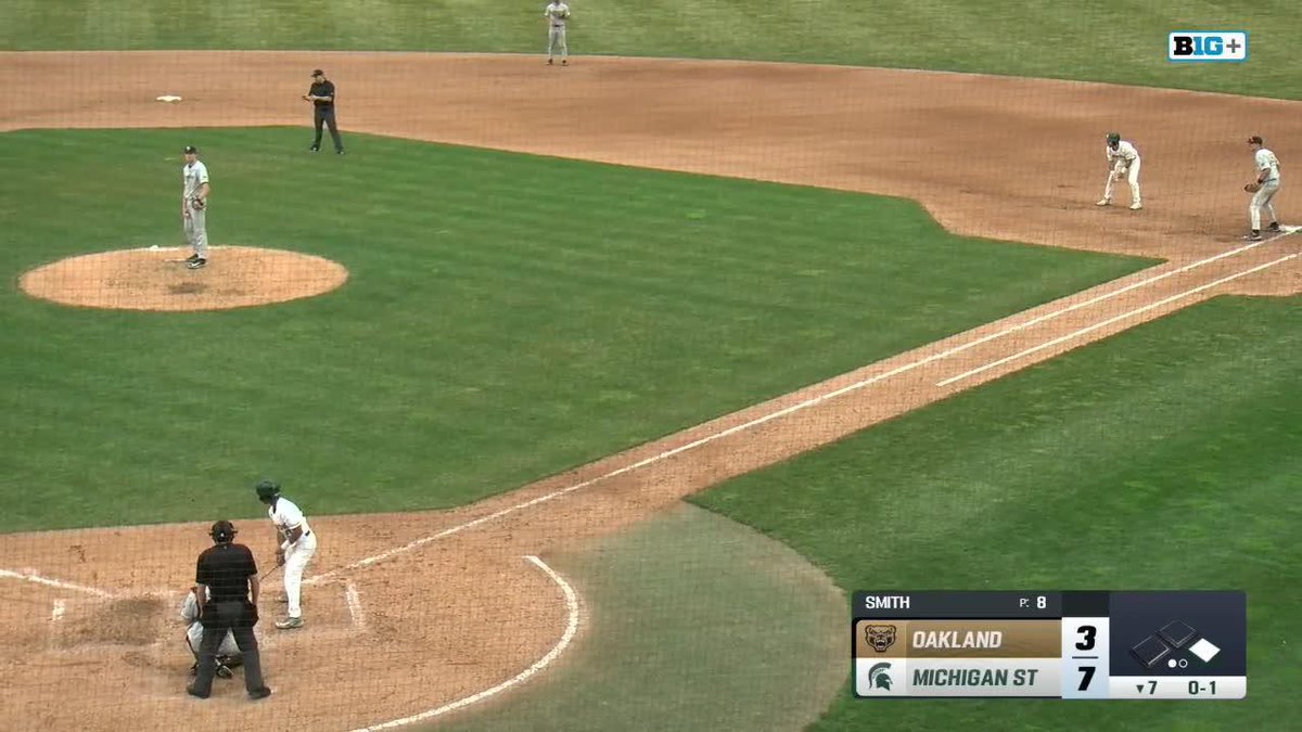 KHAMAREE THOMAS ADVANCES TO FIRST WITH HIS FIRST HIT AS A SPARTAN!!! Did that. #GoGreen