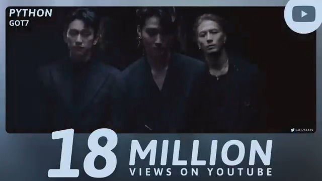 “PYTHON” music video has now surpassed 18 million views on YouTube. GOT7 - PYTHON — GOT7 GOT7 (갓세븐) #GOT7 #갓세븐 #GOT7_PYTHON