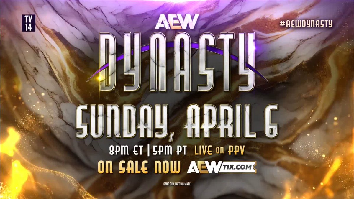For the first time ever, #AEWDynasty takes over Philadelphia! 🏆 Don't miss AEW’s explosive PPV debut at the The Liacouras Center on Sunday, April 6! Watch #AEWDynamite LIVE on TBS + Max