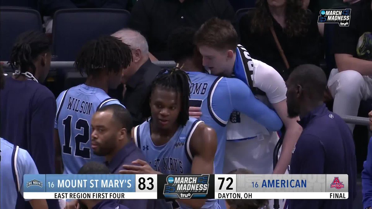 AU senior forward and leading scorer Matt Rogers left with a knee injury and was ruled out for the game. He returned to the bench on crutches. After the game, the entire Mount St. Mary's team made sure to shake hands with Rogers ❤️