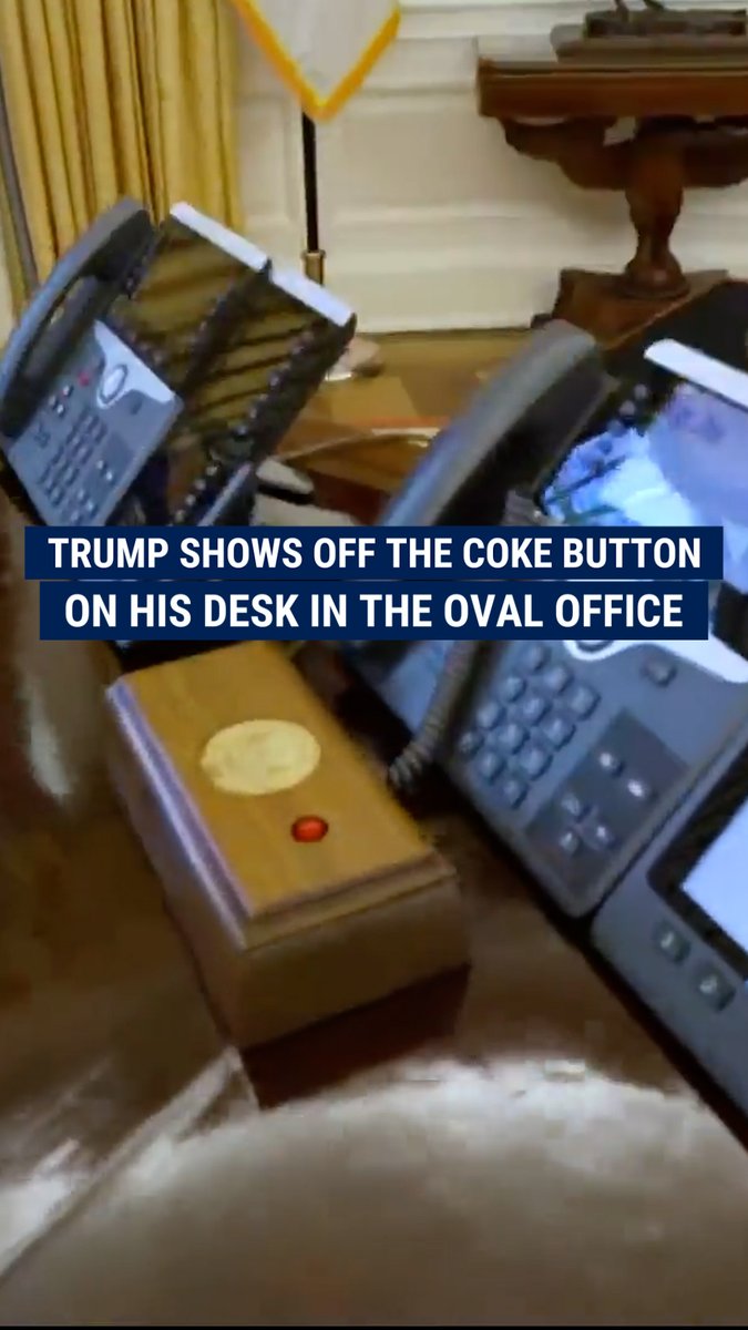 ORDER UP: President Trump shows Laura Ingraham his famous red Diet Coke button on the Resolute Desk.