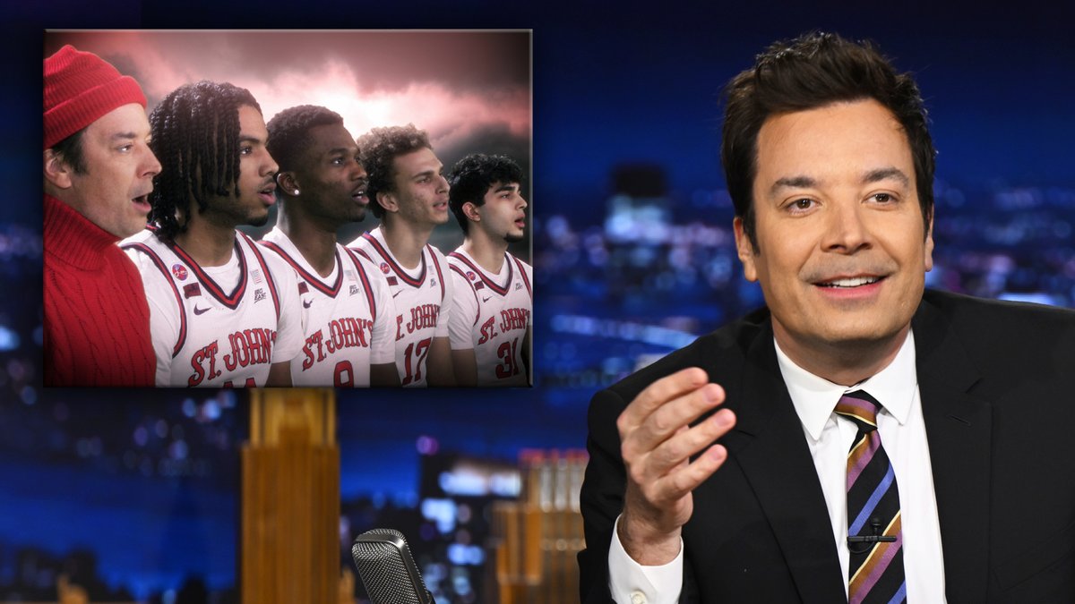 Jimmy gives a shout out to Coach Rick Pitino and the St. John's Men’s Basketball team on winning their first Big East Championship in 25 years on the eve of #MarchMadness! #FallonTonight #RedStorm