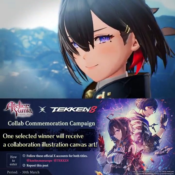 To celebrate the #AtelierYumia × #TEKKEN8 collaboration, one winner will have a chance to win a canvas art illustration! To enter: > Follow KOEI TECMO EUROPE and TEKKEN > Repost this post You have until 30th March to enter.