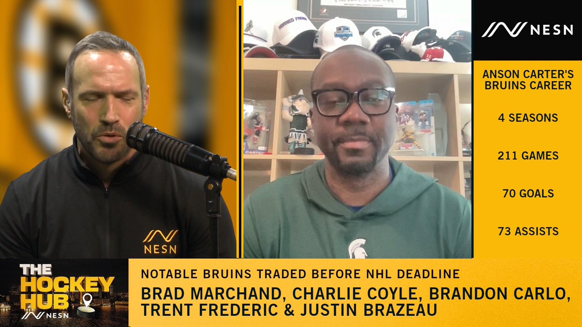 Much like Brad Marchand, #Bruins captain Ray Bourque was traded midway through the 1999-00 season to chase a Stanley Cup. Bourque's former teammate & TNT analyst Anson Carter explains to Adam Pellerin what it was like in the #Bruins locker room during that time. 🔗: