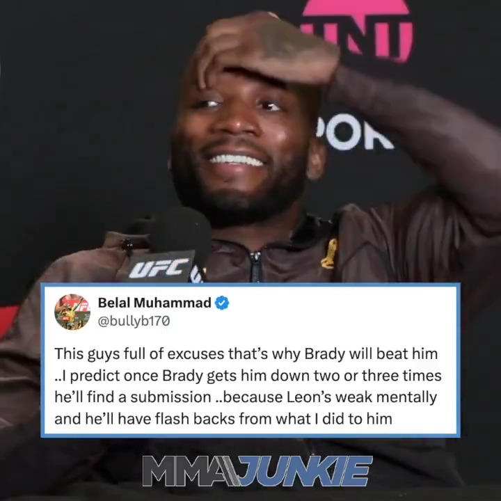 Leon Edwards fires back at Belal Muhammad saying he's "weak mentally" before #UFCLondon. "One more minute of that fight he would've got stopped. ... He talks like he's Mike Tyson, but when he fights, he's not."