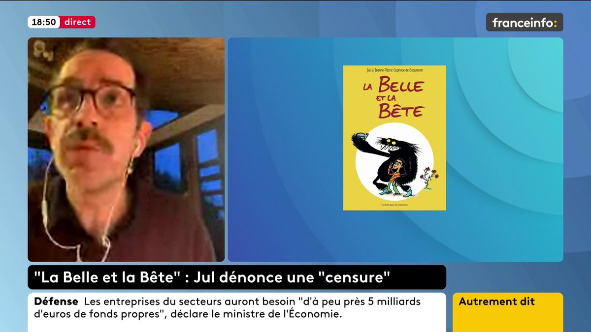 🔴 🗣 "Ils nous ont signifié avec exactement les mêmes éléments de langage de Donald Trump qui interdit Anne Frank que ce livre allait être censuré", regrette le dessinateur Jul concernant sa version de la "La Belle et la Bête" qui devait être éditée.