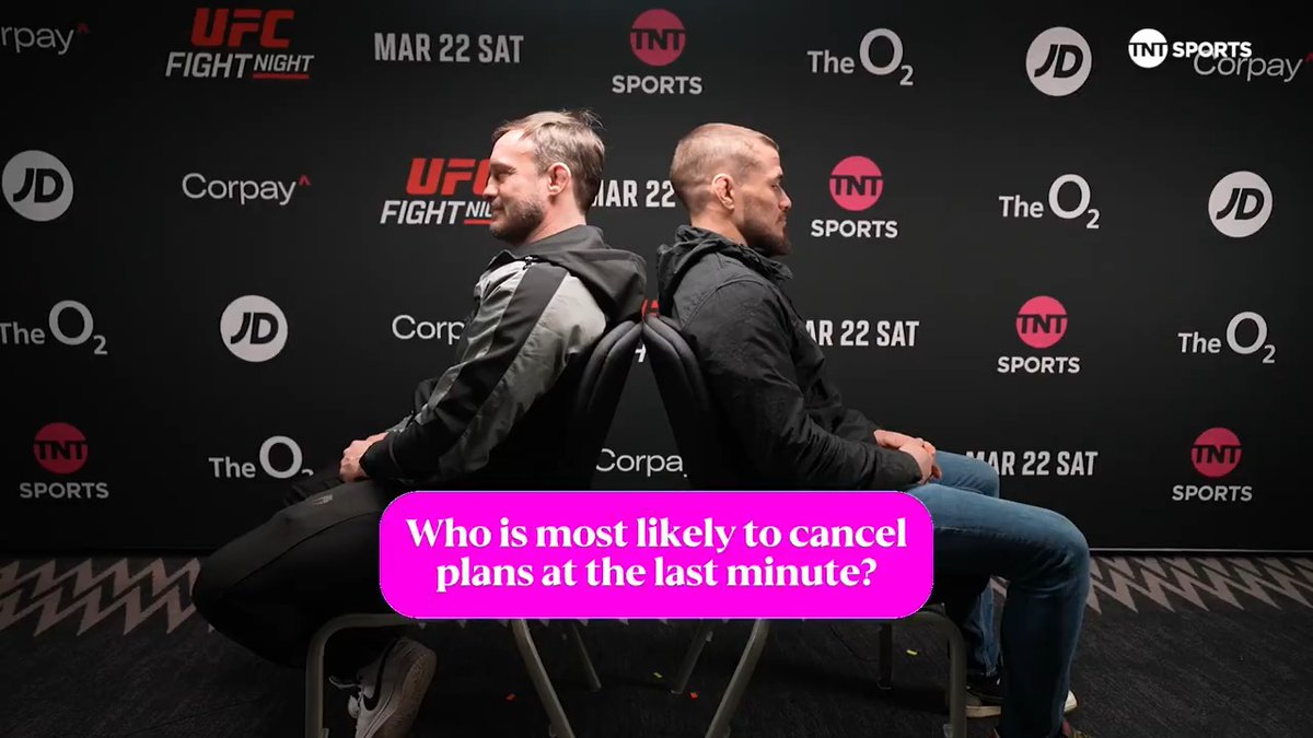Who is more likely: with Nathaniel Wood and Brad Pickett 👉 🤣 Nathaniel Wood 🤝 Brad Pickett #UFCLondon | Saturday, 6PM | LIVE on TNT Sports &amp; discovery+