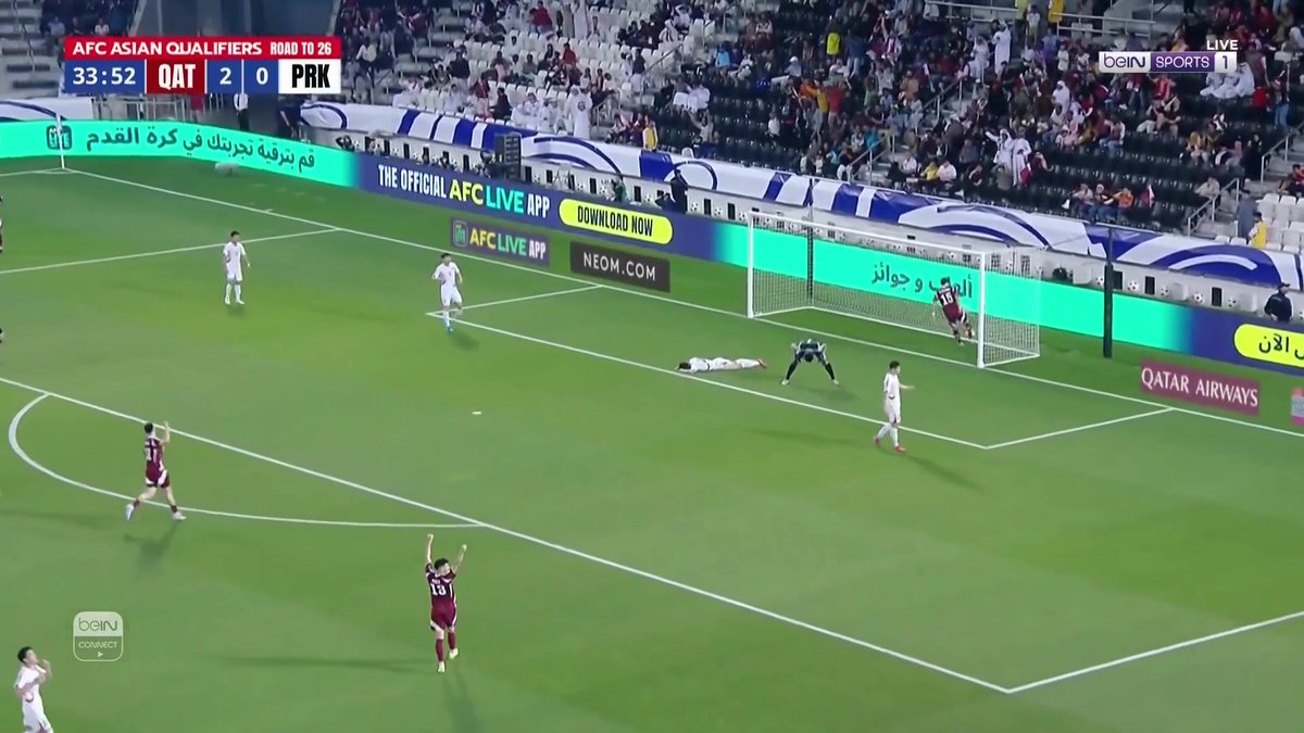 مدافع كوريا الشمالية يسجل بالخطأ في مرمى منتخب بلاده ويمنح العنابي الهدف الثالث! #تصفيات_كأس_العالم_2026 #قطر_كوريا_الشمالية #رمضان_مع_beIN