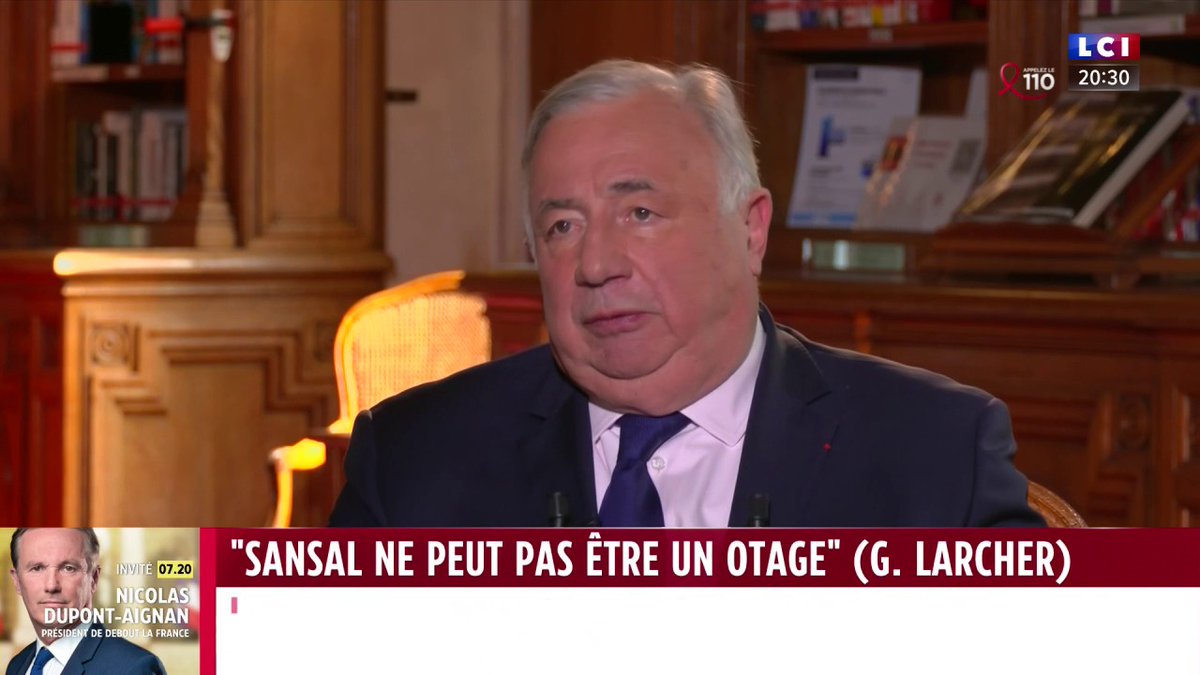 🔴 Boualem Sansal 🗣️ Gérard Larcher (Gérard Larcher), Président du Sénat, invité de Darius Rochebin : "Ça touche aux valeurs et à une forme de droit humanitaire. Nous exigeons qu'il revienne dans notre pays. Il ne peut pas être pris en otage."