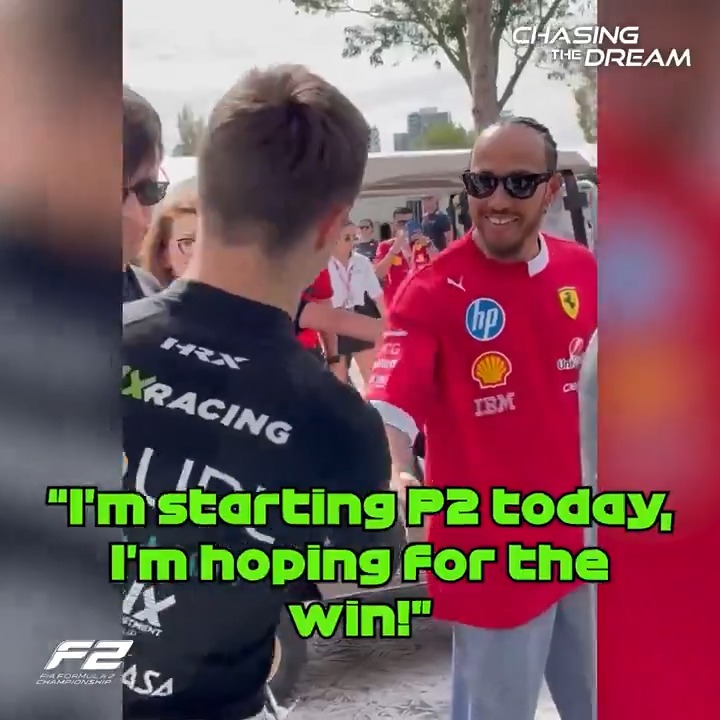 Things that made Joshua Dürksen 🇵🇾's day... Winning the Sprint Race: ❌ Chatting with Lewis Hamilton: ✔️ 🎥 #F2 #AusGP