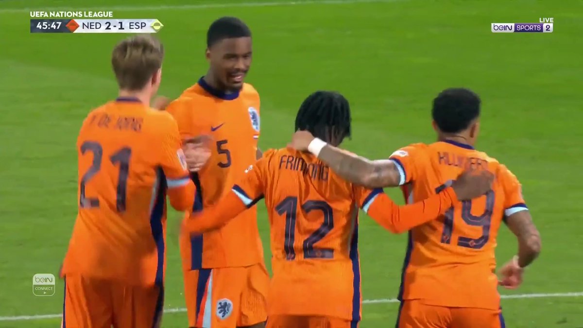 🚨🚨🚨🚨🚨🚨🚨🚨🚨🚨 منتخب هولندا يضرب بهدف ثاني فريمبونغ يصنع، رايندرز يسجل 🇳🇱 هولندا 2-1 اسبانيا 🇪🇸