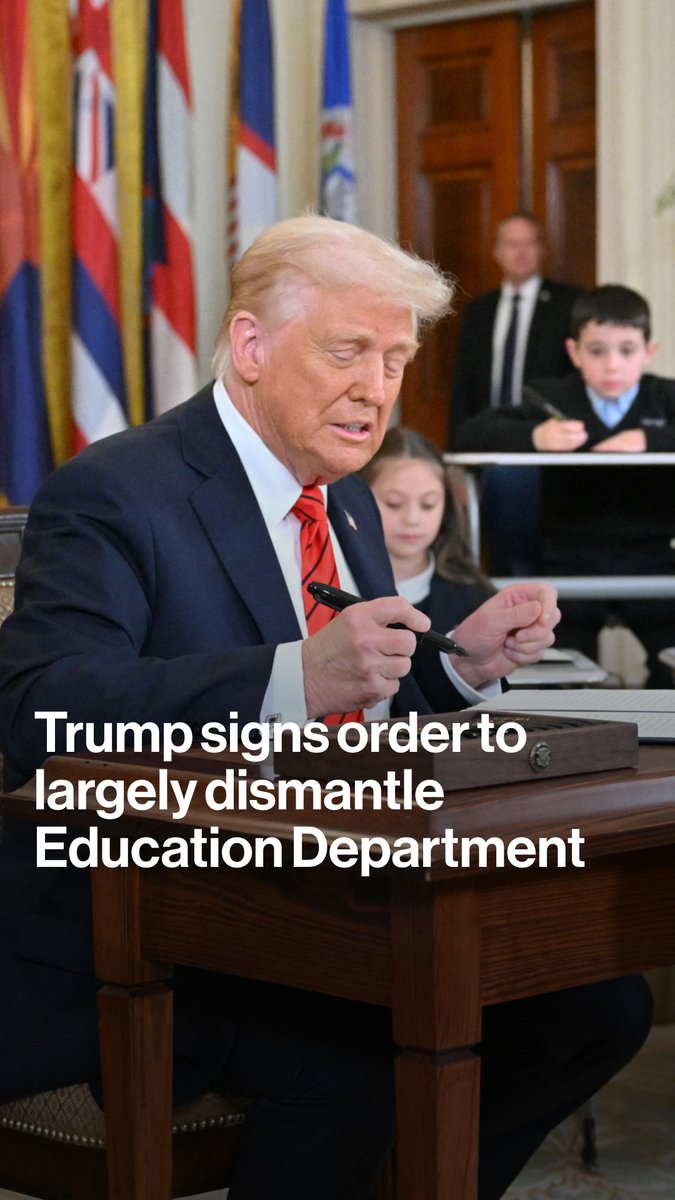 President Trump signed an executive order to largely dismantle the Education Department, an organization created by Congress, as part of his vision to overhaul the US government