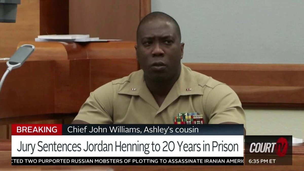 Ashley Henning's cousin, John Williams, a veteran of the Marine Corp calls the jurors 'cowards' after 'unthinkable, unspeakable' justice.