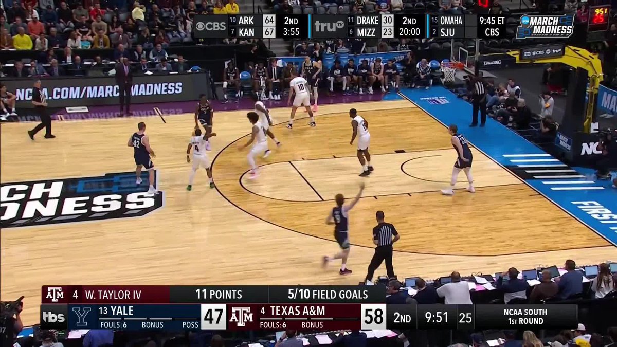 Yale stays within striking distance after the Riley Fox triple 👀 #MarchMadness Yale Men's Basketball