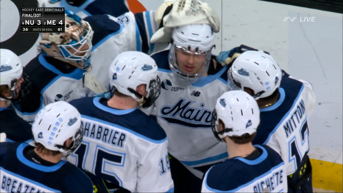 ARE YOU NOT ENTERTAINED?! 😱 NOLAN RENWICK’S 2OT WINNER SENDS @MAINEICEHOCKEY TO THE HOCKEY EAST FINAL 🏆
