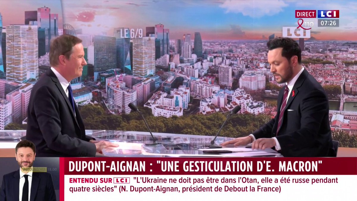 🗣️ "La vraie menace est financière, la France est au bord de l'effondrement financier, et Emmanuel Macron instrumentalise une fausse menace russe pour faire les poches des Français" : N. Dupont-Aignan