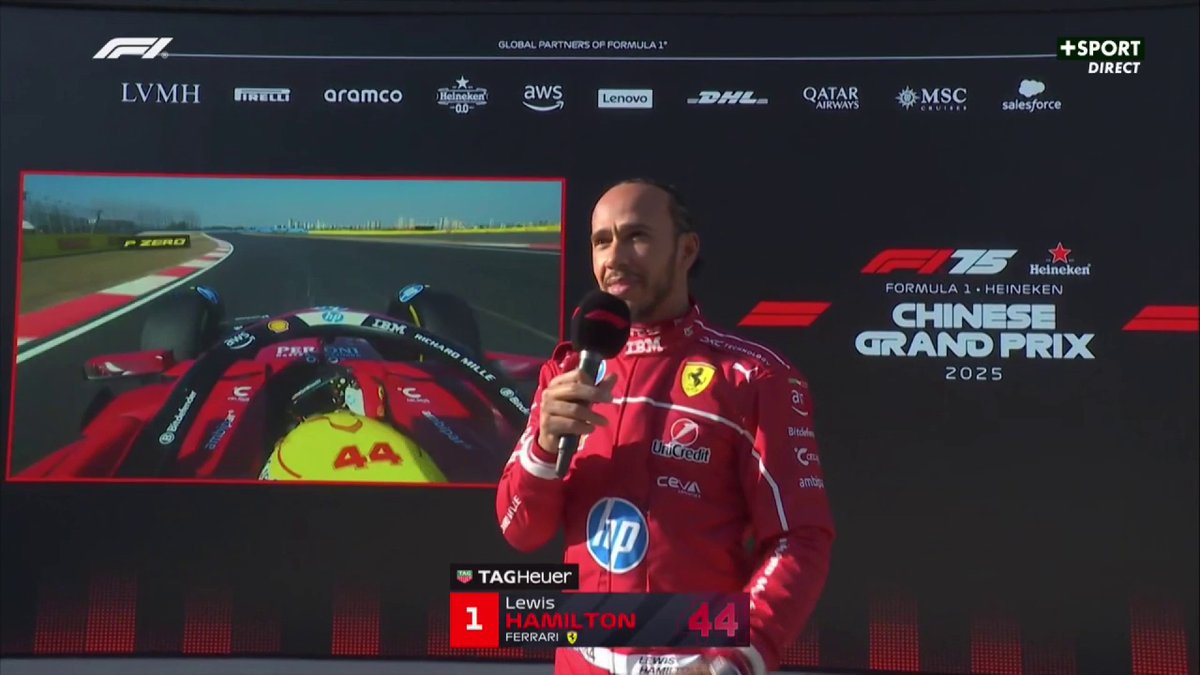 🎙️"Tellement heureux et tellement fier !" Première réussite pour Lewis Hamilton chez Ferrari après sa pole position en qualifs sprint 😍 #ChineseGP #F1