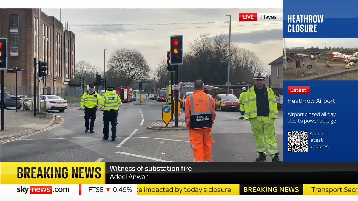 'I approached the flyover and I just felt this heat' Adeel Anwar describes the moment he witnessed the substation fire which has left Heathrow Airport closed with a major power outage. 📺 Sky 501, Virgin 602, Freeview 233 and YouTube
