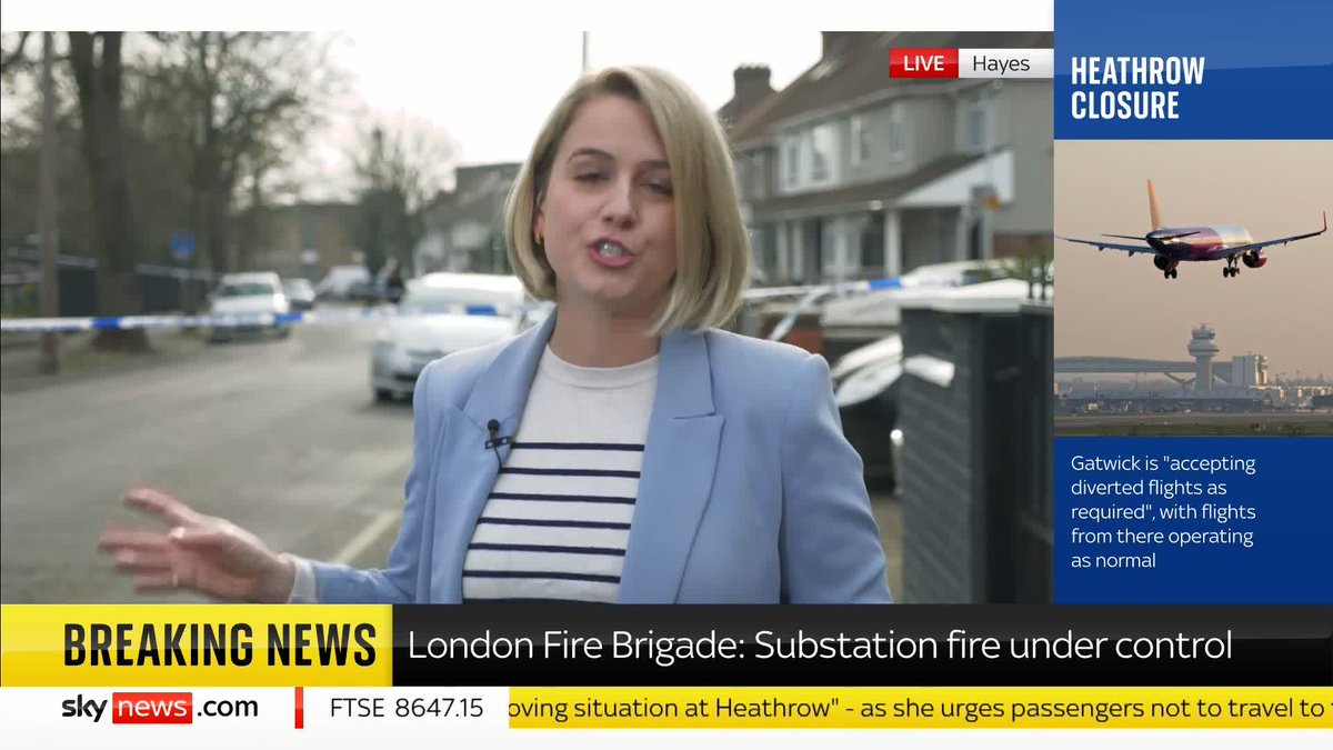 Heathrow Airport is shut all day after an "unusual and unprecedented" fire hit a nearby substation. Sky's Alice Porter reports live from the police cordon surrounding the substation in Hayes with the latest ⬇️ 🔗 📺 Sky 501 and YouTube