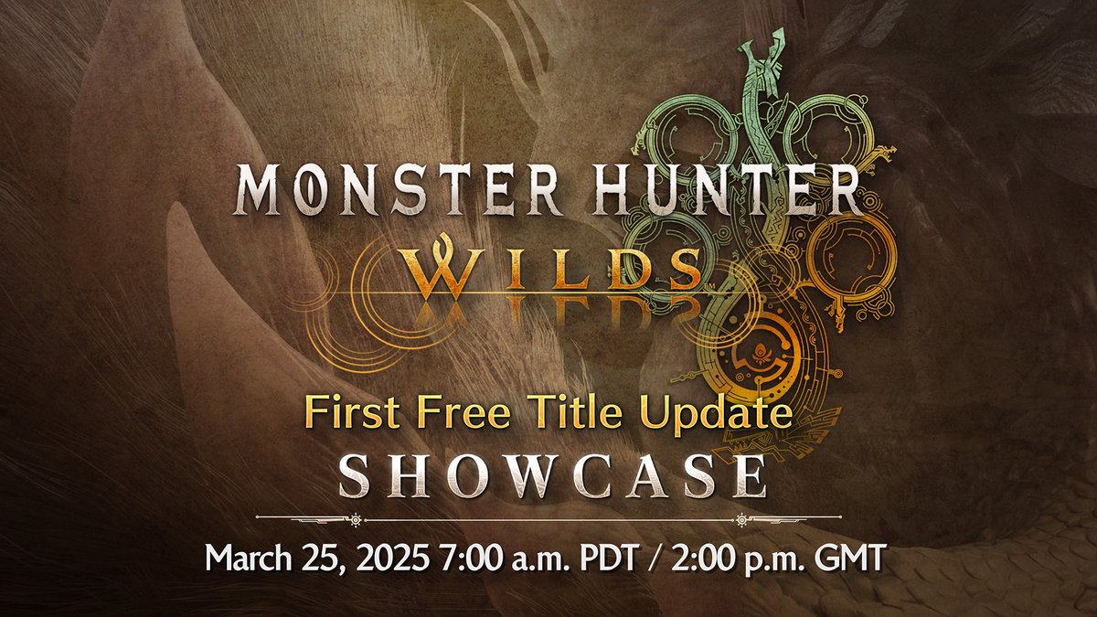 Join us March 25 at 7am PT/2pm GMT for the Monster Hunter Wilds Showcase, hosted by producer Ryozo Tsujimoto! We'll be detailing the first Free Title Update coming in early April, which includes Mizutsune and a host of other new additions. Watch here: