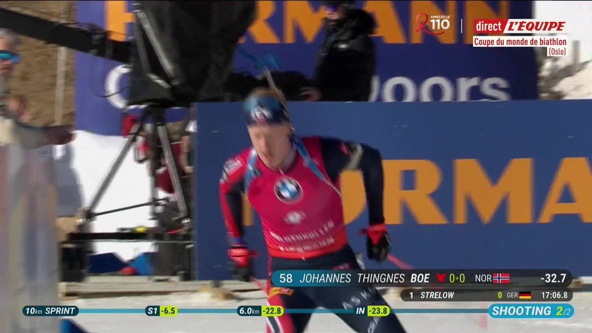 LE 🔟 SUR 🔟 POUR JOHANNES BOE SUR LE SPRINT D'OSLO ! Le Norvégien est en bonne position pour aller chercher la victoire 👏 #lequipeBIATHLON