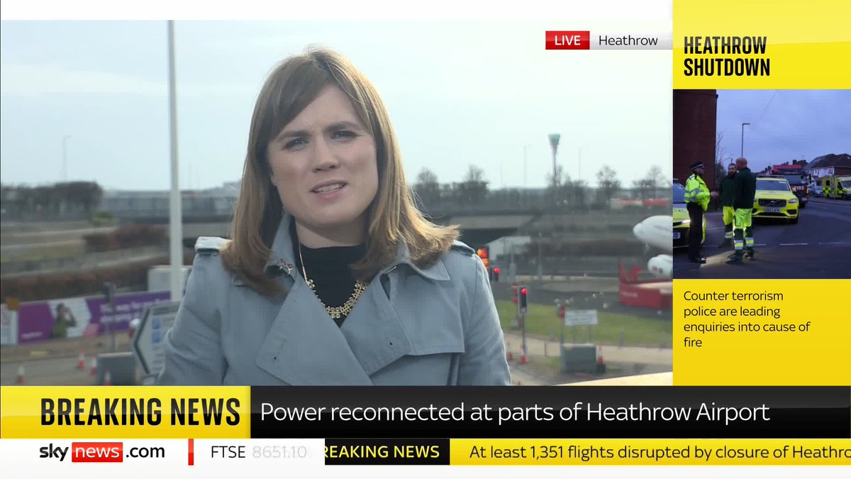 This huge disruption will have ramifications into the coming days' Sky Correspondent Rachael Venables has the latest as power is reconnected at parts of Heathrow Airport. Live updates: 📺 Sky 501 and YouTube