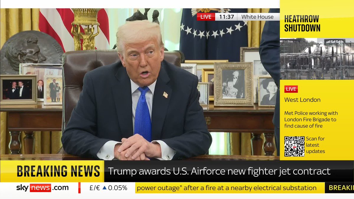 "It will be the most lethal aircraft ever built." US President Donald Trump, speaking at the White House, announces, "the US Air Force is moving forward with the sixth-generation fighter jet," adding 'It's something nobody has ever seen before.'