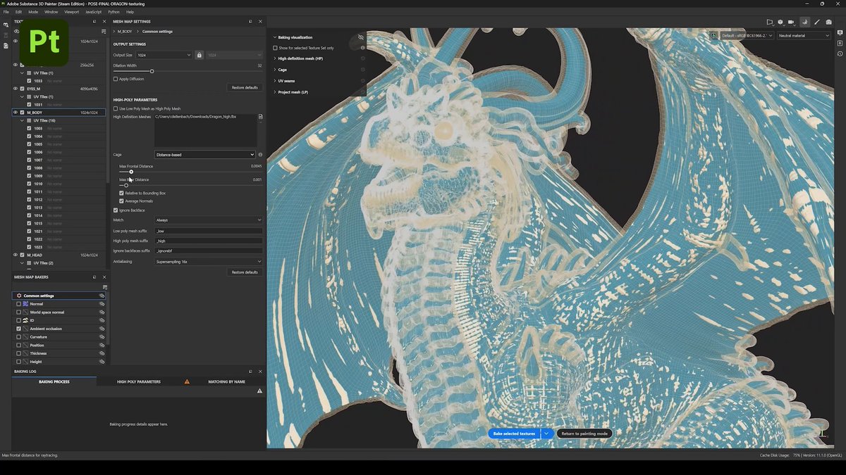 The new Auto-Cage feature in #Substance3DPainter takes the guesswork out of setting ray distances for normal map baking. No more endless tweaking or manual adjustments. Auto-Cage automatically will generate the ideal settings by comparing your low and high-poly meshes.