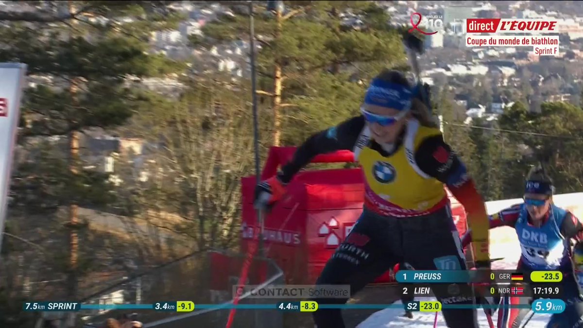 LE 🔟 SUR 🔟 POUR LOU JEANMONNOT ! La Française peut aller chercher Franziska Preuss pour jouer la victoire sur le sprint #lequipeBIATHLON