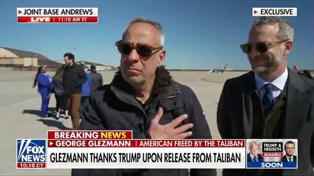"Thank God he's in the White House." American freed by the Taliban, George Glezmann, thanks the Trump administration for his liberty. | HARRISFAULKNER