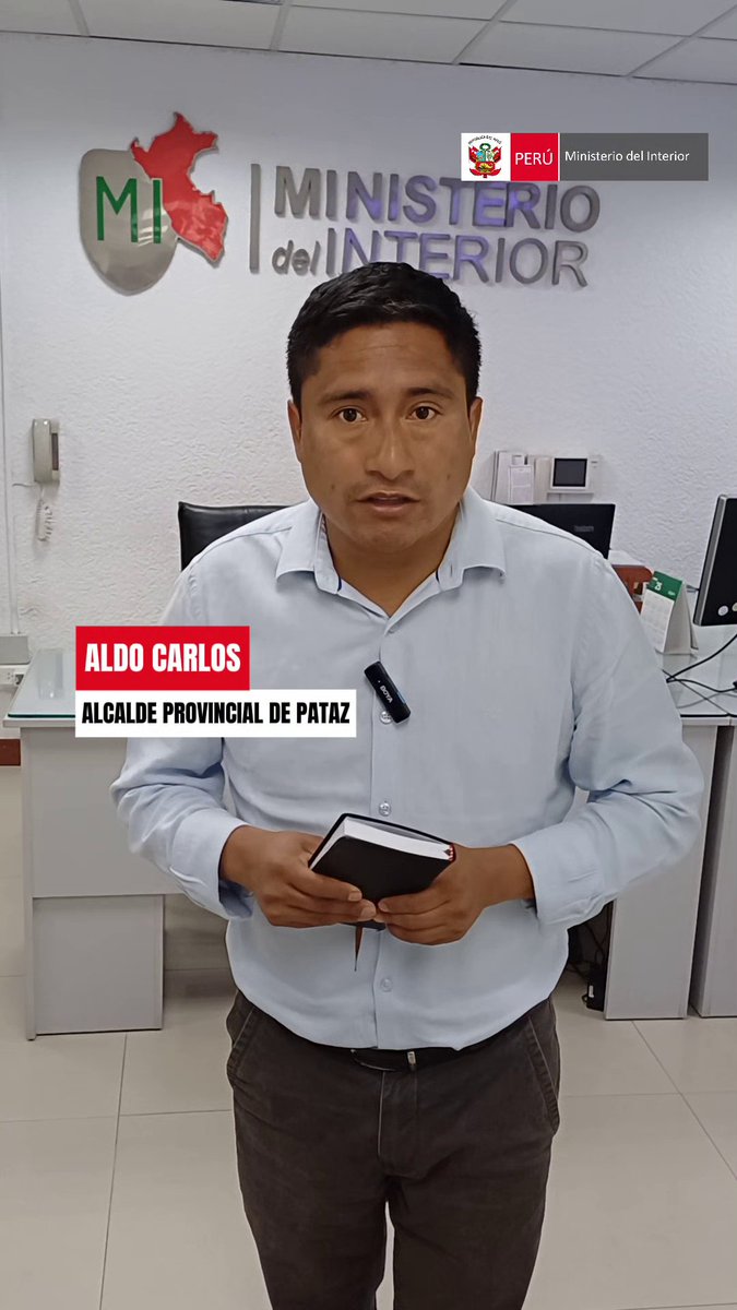 #UnidosPorLaSeguridad | El alcalde provincial de Pataz, Aldo Carlos, destacó la disposición del ministro Juan José Santiváñez para trabajar unidos en bien de la seguridad de su jurisdicción, y el compromiso de destinar recursos a la implementación de rondas campesinas.