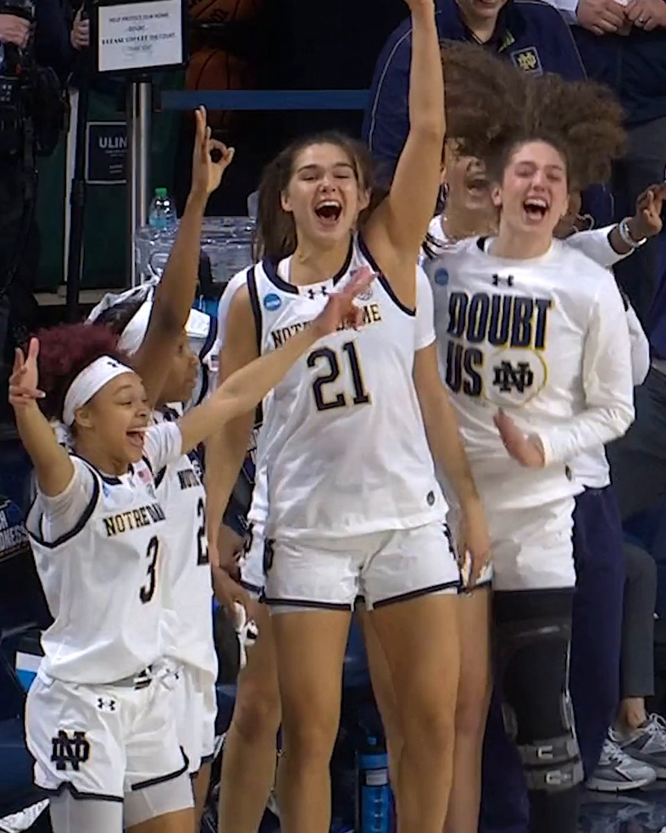 The Notre Dame bench went wild when walk-on Luci Jensen scored 🥹 Notre Dame Women's Basketball