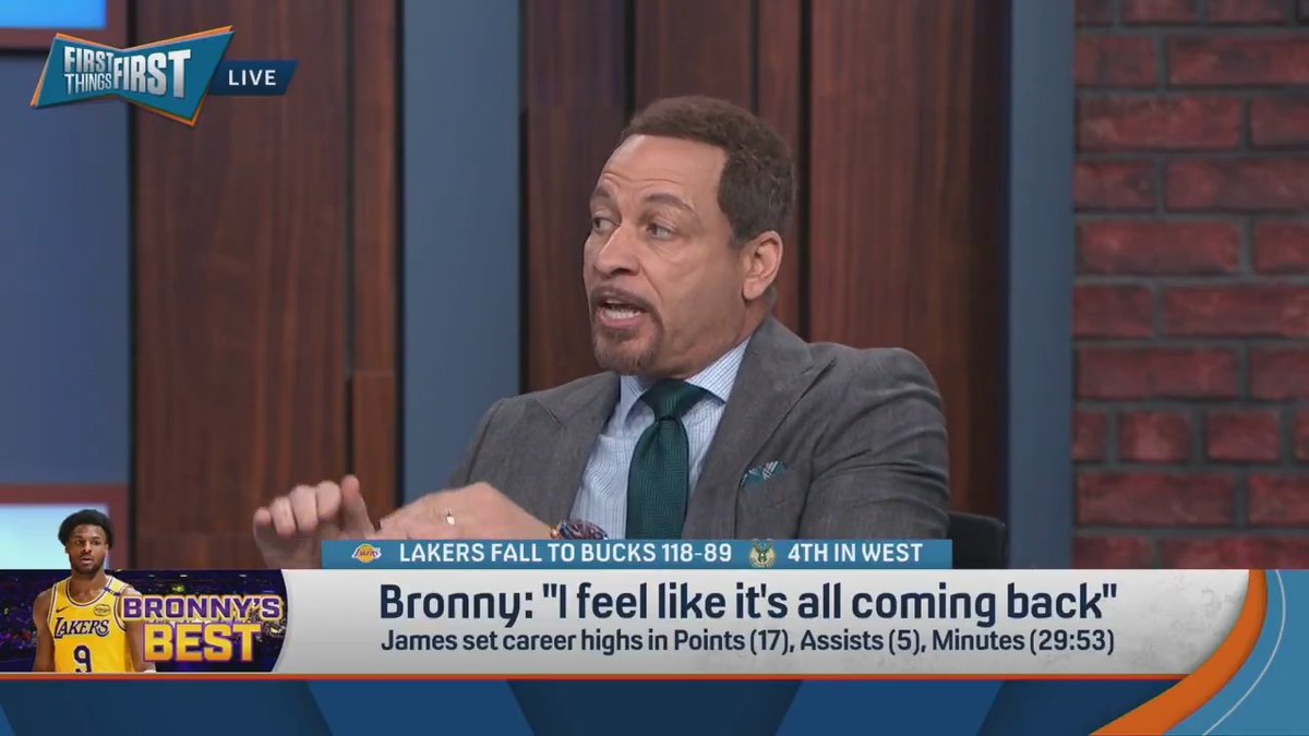 .Chris Broussard reacts to Bronny’s career-high game vs. Bucks: “It’s mental toughness for him to go out there and not only perform, but to perform well and better than he has.”