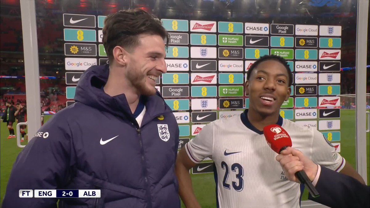 🗣️ Declan Rice on Myles Lewis-Skelly: “I try to look after him the best I can, but I knew he was going to play like that tonight.” ❤️🤩