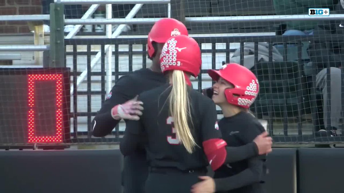 Back-to-back-to-back. After Milliken's blast, Kaitlyn Farley and Morgan Frye follow with homers. OSU 7, MSU 3 | #GoBucks