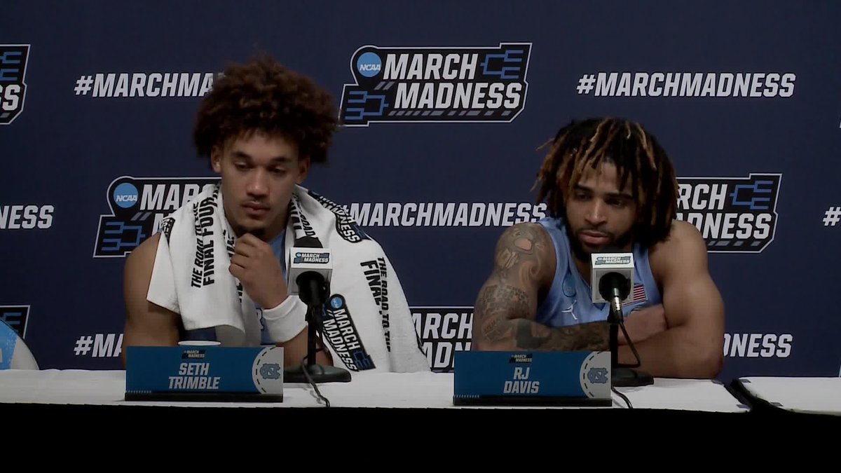Seth Trimble broke down talking about what he's learned from RJ Davis at Carolina Basketball 🩵 Their bond goes beyond the court 🤞 #MarchMadness