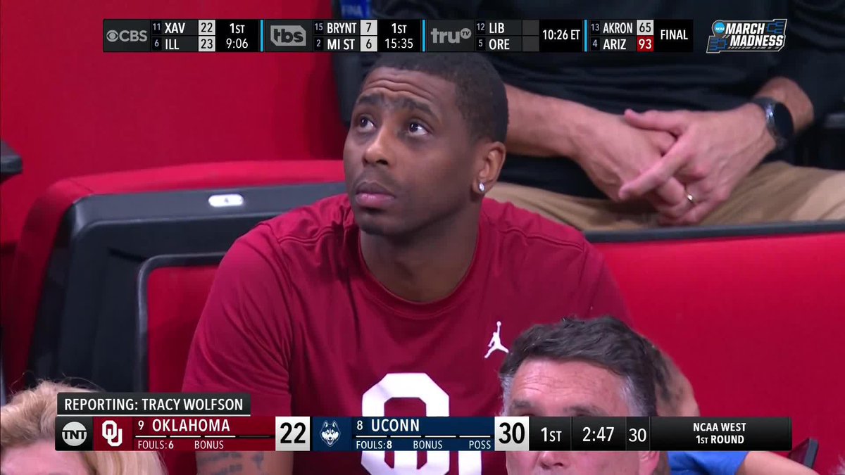 March Madness is a family affair for the Fears family. Oklahoma's Jeremiah Fears and Michigan State's Jeremy Fears Jr. are both playing in the NCAA Tournament. Jeremy Fears Sr. is in attendance for the Oklahoma game but is keeping tabs on the MSU game.