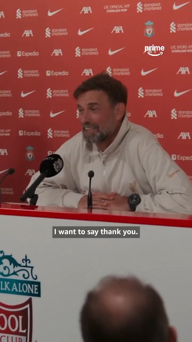 Jurgen Klopp's final words to the media before he departed Liverpool... ☺️ 𝐃𝐨𝐮𝐛𝐭𝐞𝐫𝐬 𝐭𝐨 𝐁𝐞𝐥𝐢𝐞𝐯𝐞𝐫𝐬 𝐋𝐢𝐯𝐞𝐫𝐩𝐨𝐨𝐥 𝐅𝐂: 𝐊𝐥𝐨𝐩𝐩’𝐬 𝐄𝐫𝐚, available on Prime 📺